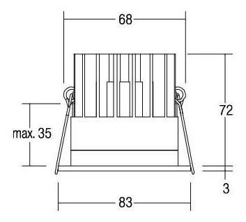 LED-Einbaustrahler 9,2W 4000K 840lm Konv sw mt 1LED Alu IP44 RF:hochglänzend