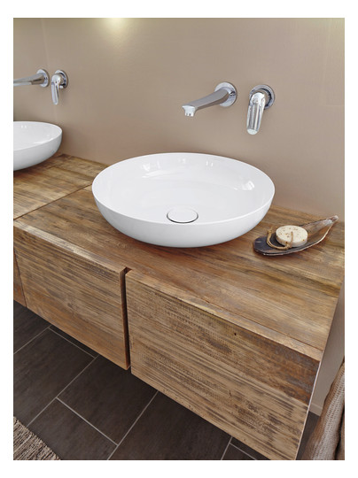Kaldewei Waschtisch-Schale Miena 3181, Ø 38 cm, cool grey 90, Perl-Effekt, ohne Überlauf, ohne Hahnloch, Schallschutz