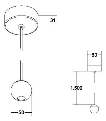 LED-Pendelleuchte 4,5W Ball 3000K 220lm chr 1LED LED nicht austauschbar sym IP20
