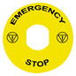 Bezeichnungsschild ge rnd NOT-AUS Ø60mm englisch Bez.Schild Symbol E-Stop