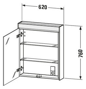 DU Spiegelschrank Brioso m. Bel., 1 Tür TA links, 700x620x148mm, Leinen, F