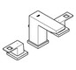 GROHE Waschtisch-3-Loch-Armatur Eurocube 1/2", mit Ablaufgarnitur, hard graphite gebürstet