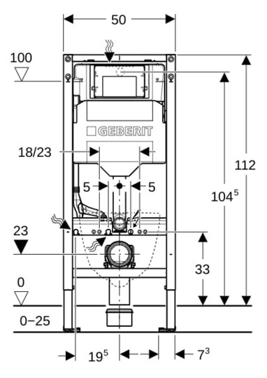 Geberit Wand-WC-Element Duofix für Sigma BH 112 cm, mit UP-Spülkasten 12cm, für Trockenbau