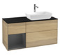V&B Waschtisch-Unterschrank Finion 120cm, Abdeckplatte black matt, Regal Anthracite matt lacquer, Oak Veneer
