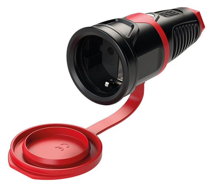 Bild Schutzkontaktkupplung IP54 Vollgummi+Dec kelband 16A / 250V AC / 3p (2P+E) - PCE-0