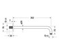 Duravit Brausearm 352mm, gebogen, eckige Rosette, chrom