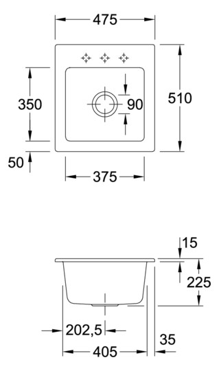 V&B Spüle Subway 45 XS mit Ablaufgarnitur, Handbetätigung, steam CeramicPlus