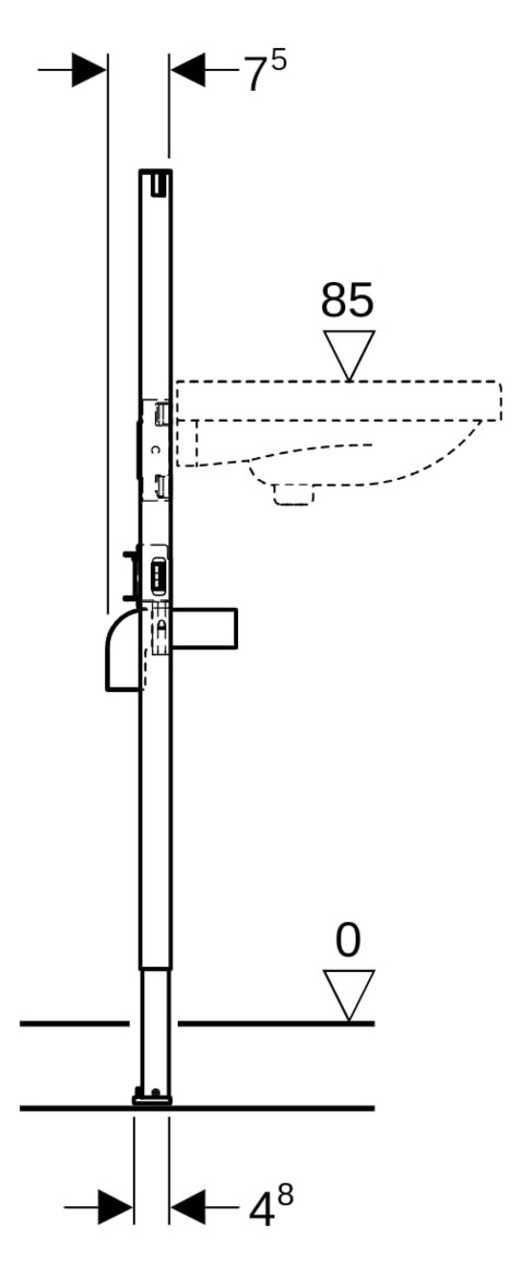 Geberit Waschtisch-Element Duofix BH 112 cm, für Standarmatur, für Trockenbau