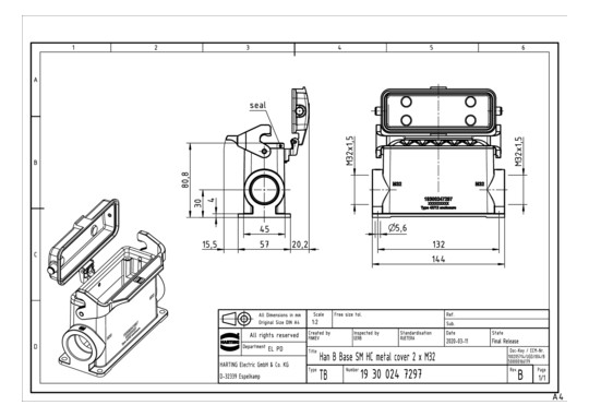 HART HARTING SOCKELGEHAEUSE  19300247297 