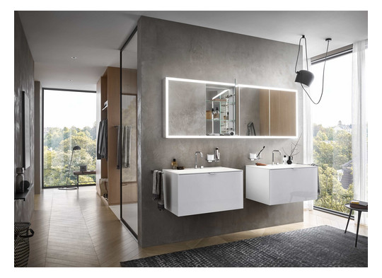 EMCO Aufputz-Lichtspiegelschrank prime 2000x730mm, 4-türig, aluminium/weiss
