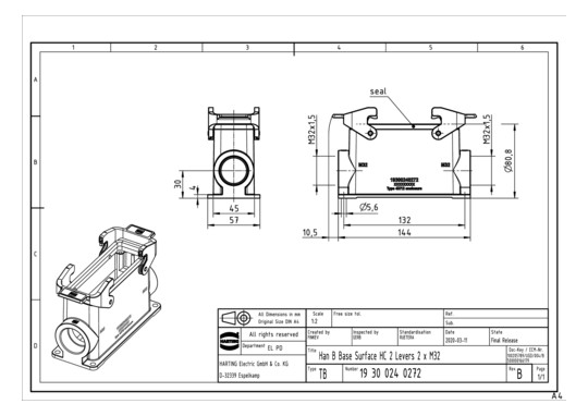 HART Sockelgehäuse M2x32     19300240272 
