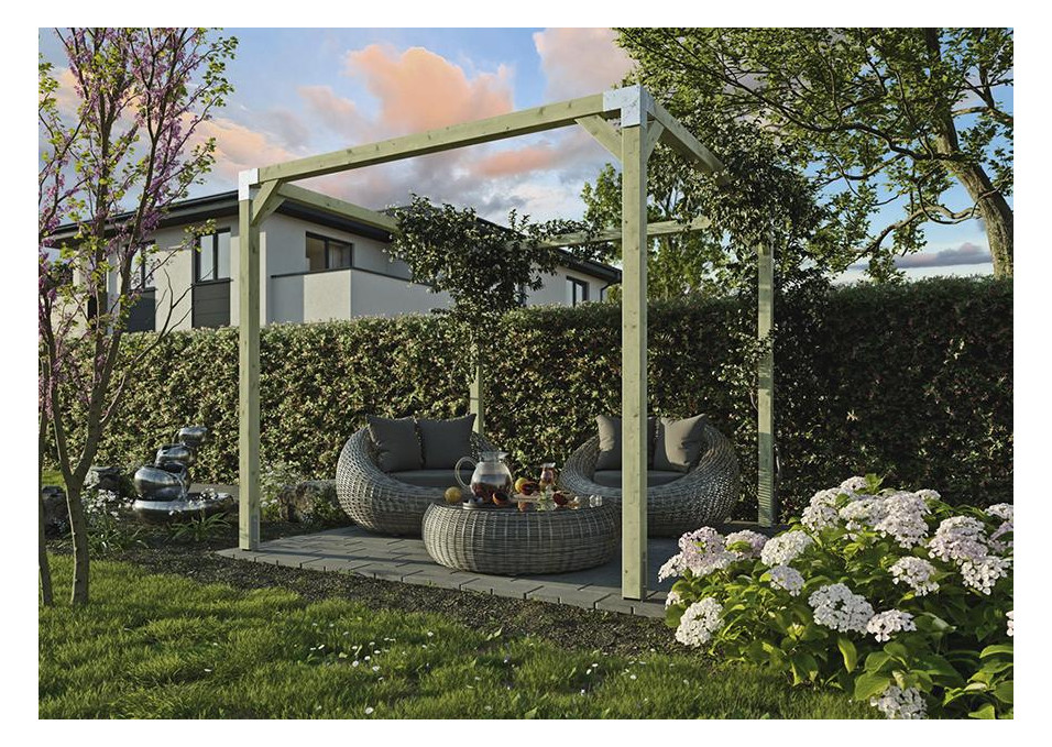 Bild QUATTRO-Pergola 1 P. 9x9cm, DIY-Bausatz & Metall-Steckverbinder 2,4x2,4x2,4m o.S - n.a.-0