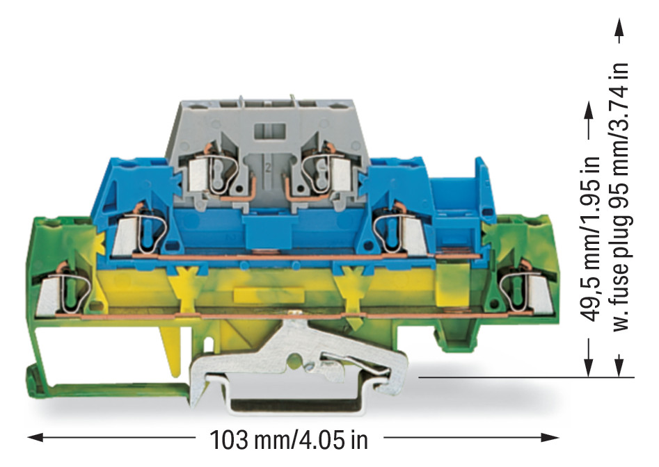 Reihenklemme 0,08-2,5qmm Serie 280 20A 3Etagen 2kl grau/blau/grün-gelb