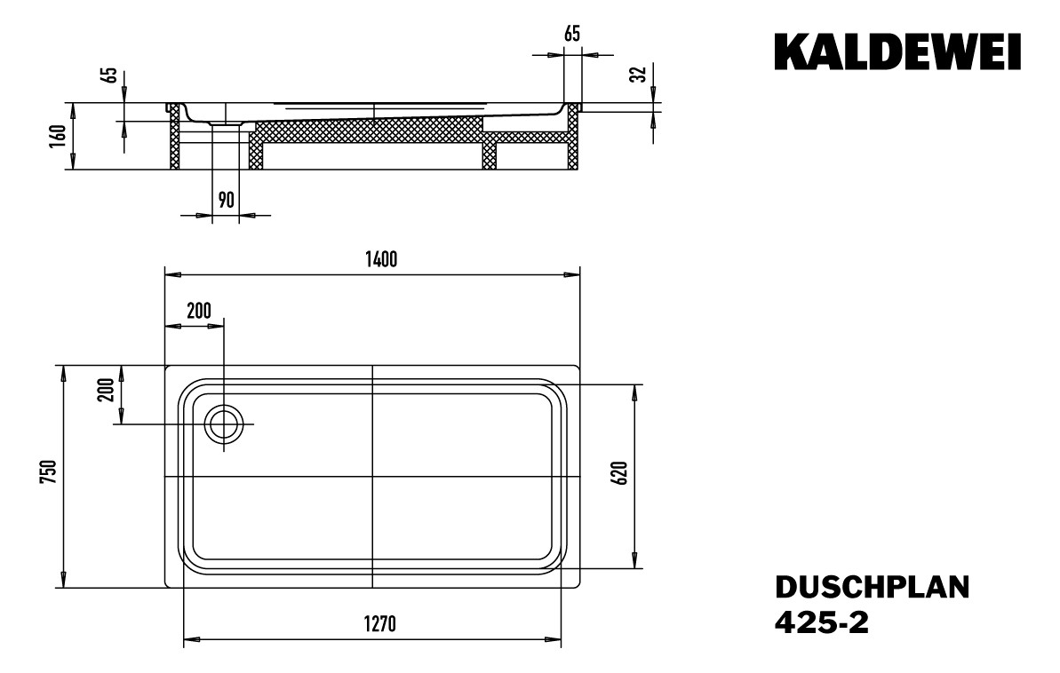 Kaldewei Duschwanne DUSCHPLAN 425-2 75x140cm, mit Träger, Vollantislip Perl-Effekt, pergamon Kaldewei Duschwanne DUSCHPLAN 425-2 75x140cm, mit Träger, Vollantislip Perl-Effekt, pergamon