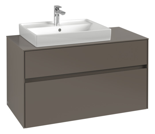 V&B Waschtischunterschrank Collaro 100x54,8x50cm, Waschtisch links, LED-Beleuchtung 7,3 W, white matt