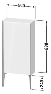 Duravit Halbhochschrank XViu 50x24x89cm, champagner matt, Tür links, Eiche natur