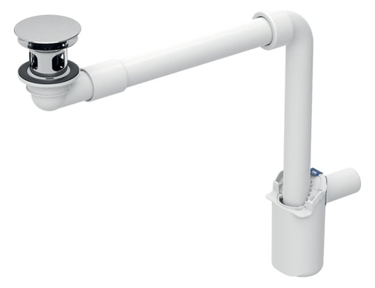 Geberit Waschbeckenablauf Ø 40 mm, freier Auslauf und Ventilabdeckung, hochglanz-verchromt