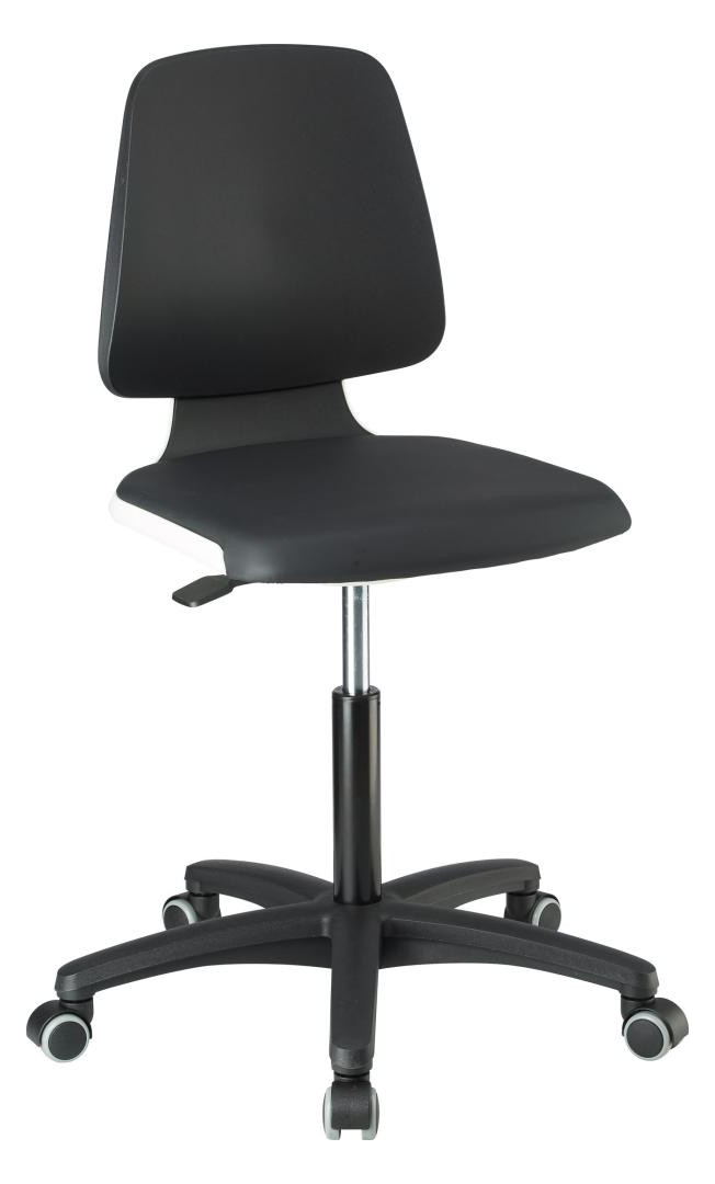 Bild Bimos Arbeitsstuhl Labsit 2, K-Leder wei ß Sitzhöhe 450-650 mm mit Rollen-1