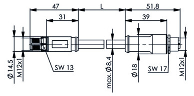 Patchkabel Cat6A S/FTP IP67 2m bl M12 M12 gekreuzt 24qmm
