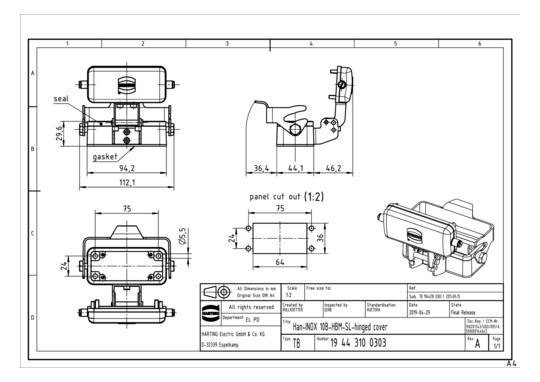 HART Anbaugehäuse mit        19443100303 