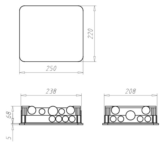 Verbindungsdose UP 238x208x68mm Kst IP2X rechteck
