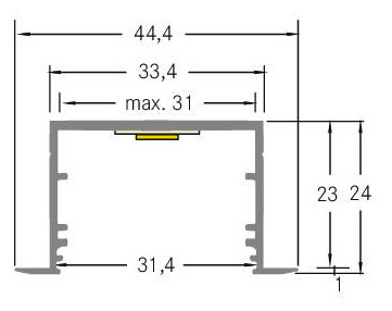 Einbauprofil ws Alu 100x44,4mm Einbauprofil ws Alu 100x44,4mm