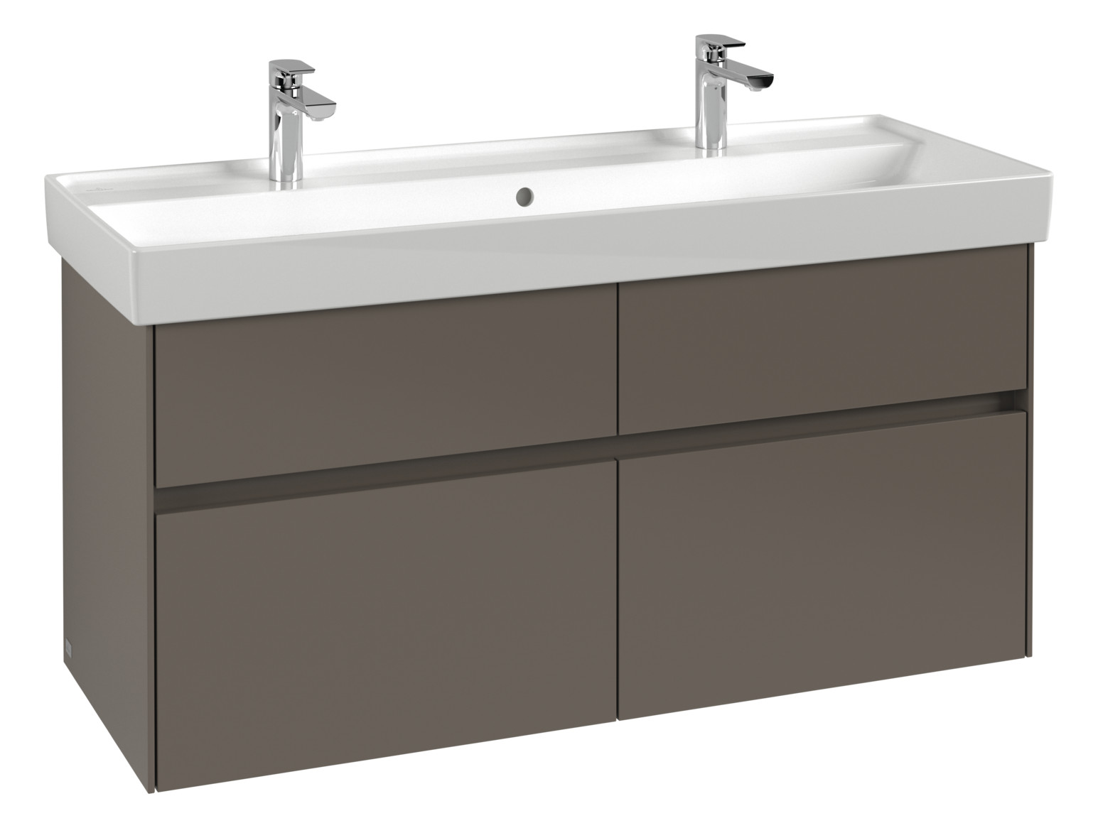 V&B Waschtischunterschrank Collaro 115,4x54,6x44,4cm, Waschbecken mittig, LED, white matt