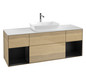 V&B Waschtisch-Unterschrank Wandbeleuchtung Finion 160cm, Abdeckplatte white matt, Regal Black matt lacquer, Oak Veneer