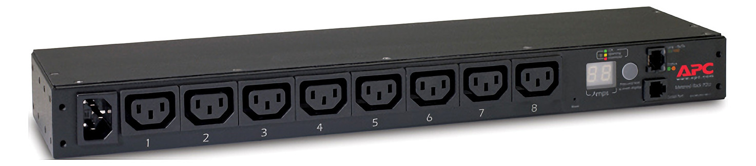 Rack-Stromverteilung 1HE 8Steckd 8xC13 230V Mit Sicherung m.Display m.LED-Anz