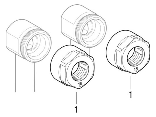 Geberit Anschluss-T-Stück Mapress Ø 15 x 15 mm, für Vor-/Rücklauf, mit Anschlussverschraubung, Kupfer