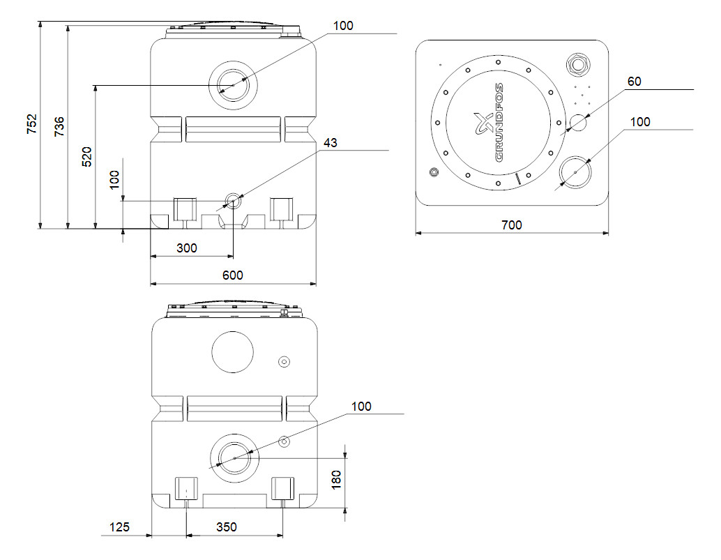 Grundfos Sammelbehälter DUOLIFT 270.40.CC 270 l