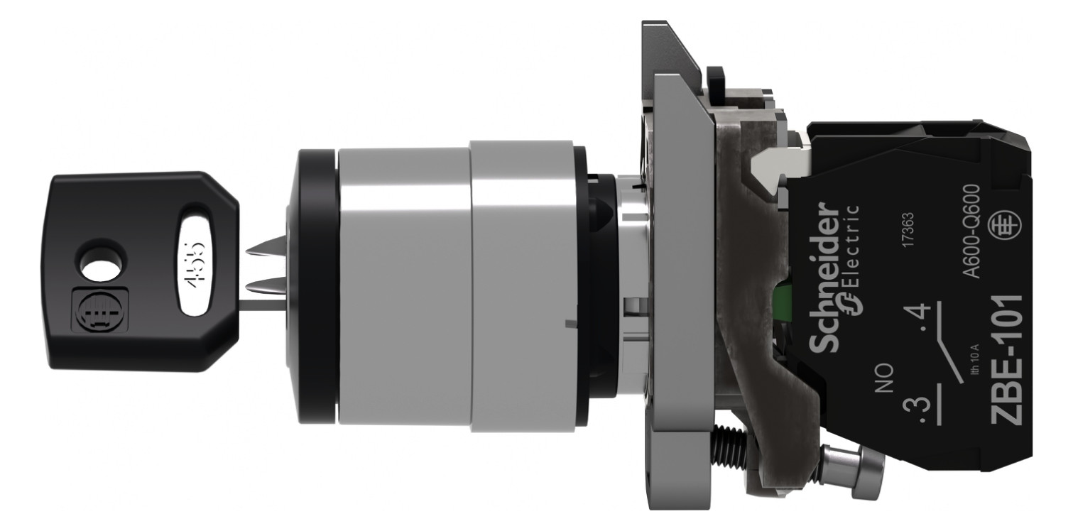 Wahlschalter 2stuf rast Schlüssel 1S Ø22,5mm IP66 Schaltfunktion verrastend