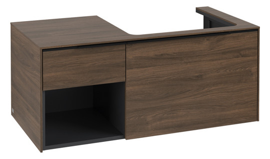 V&B Waschtisch-Unterschrank Becken rechts Subway 3.0 100,1x42,25x51,6cm, mit LED/Griff Volcano black, arizona oak