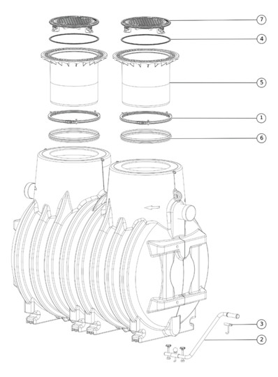 Kessel Fettabscheider EasyClean G NS 15, Einbautiefe 730-1225 mm, Klasse D
