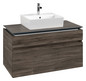V&B Waschtischunterschrank Legato 100x55x50cm, Waschtisch mittig, mit LED-Beleuchtung, Stone Oak