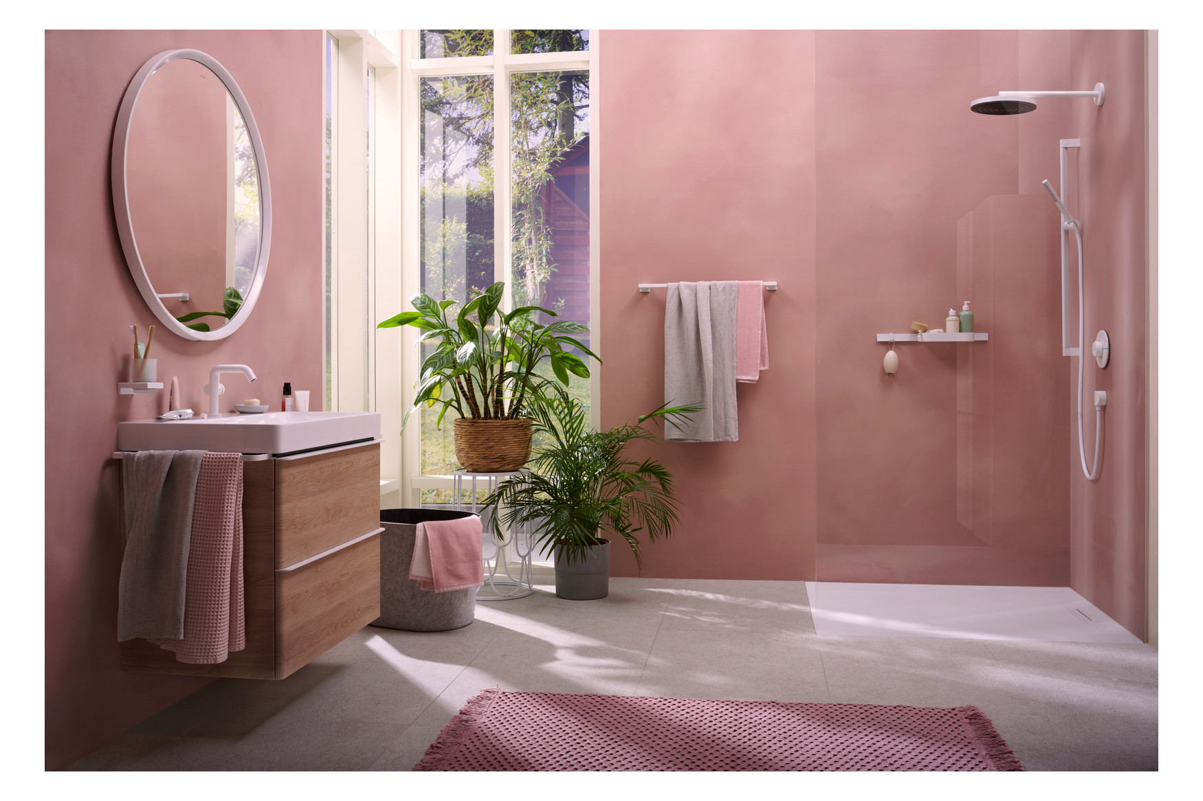 hansgrohe Badetuchhalter AddStoris Länge 648mm, Wandmontage, Metall, mattweiß