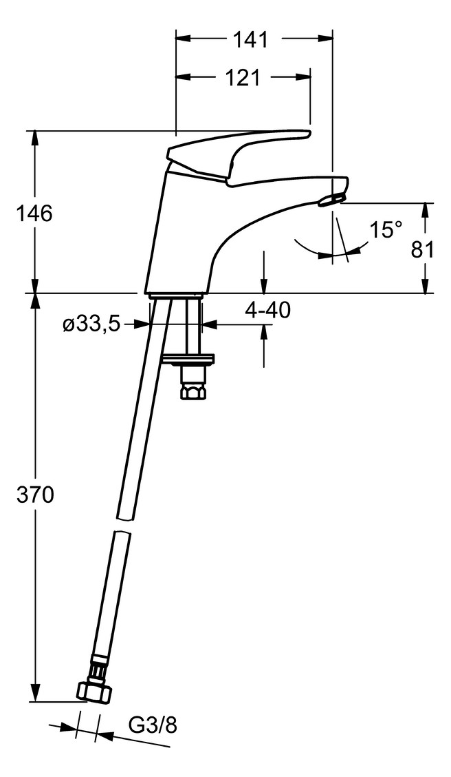 HANSA Waschtisch-Einhebelmischer HANSAMIX ohne Ablaufgarnitur, Ausladung 141 mm, chrom HANSA Waschtisch-Einhebelmischer HANSAMIX ohne Ablaufgarnitur, Ausladung 141 mm, chrom