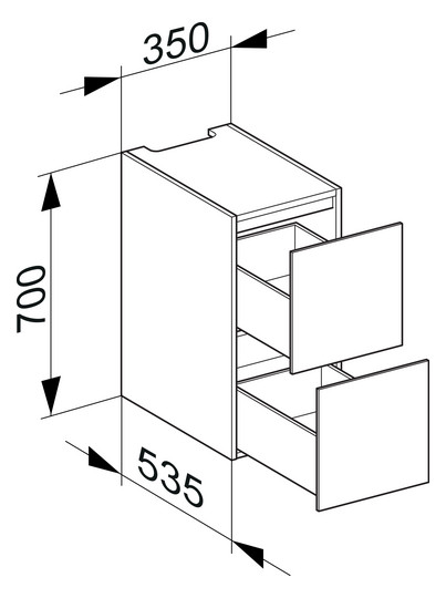 KEUCO Unterbauschrank Edition 11 Planning Strukturlack Trüffel, 35x70x53,5cm, 2 Frontauszüge, Innenbeleuchtung