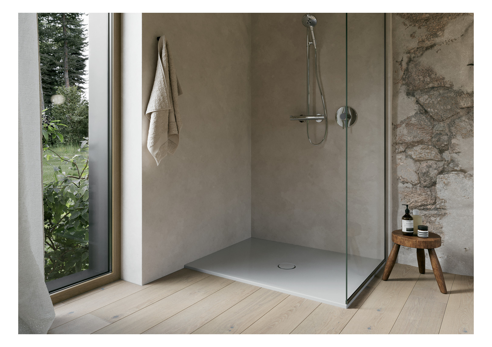 Duschfläche BetteFloor 5491 100x80cm, Mini-Wannenträger, manhattan