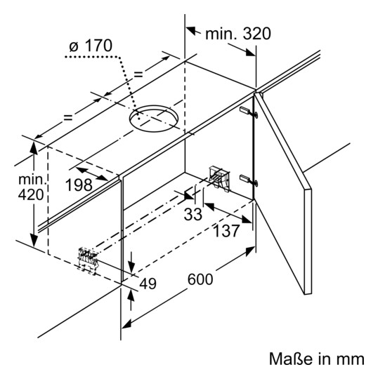 Dunstabzugshaube Flschirm 600mm si A LED 71dB 717cbm/h Ø120-150mm 5st Abl/Uml