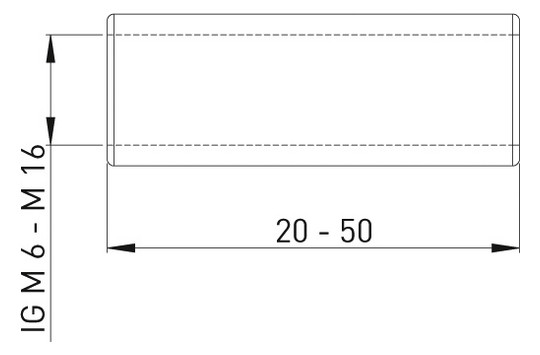 ASW Gewindemuffe M 12 x 40 mm, Stahl verzinkt, rund mit durchgehendem Gewinde