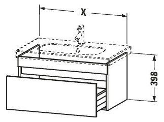 Duravit Waschtisch-Unterschrank DuraStyle 60 x 45,3 cm, Eiche terra, 1 Auszug, wandhängend