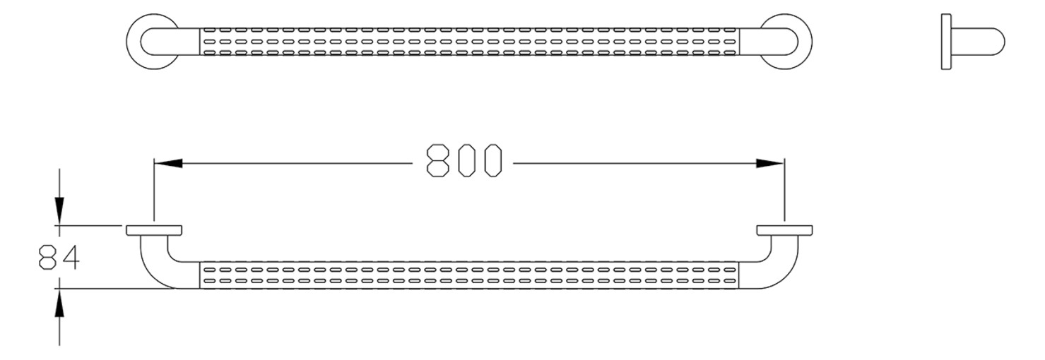Normbau Haltegriff Nylon Care 800 mm, Standard, weiß