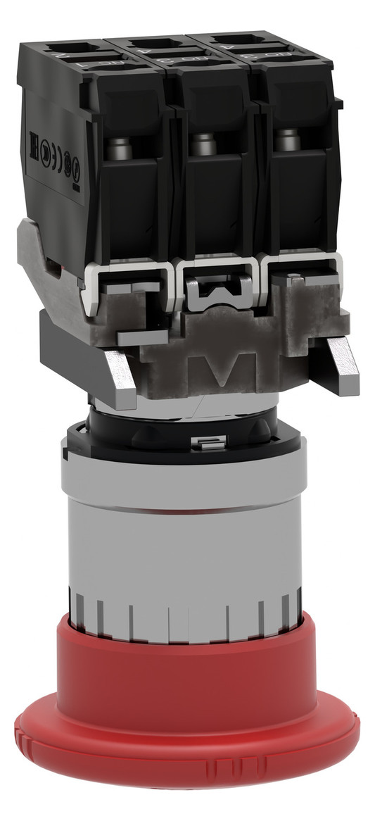 Not-Aus Taster EB IP66 Dreh 1S 2Ö Einb Ø22,5mm Schraub