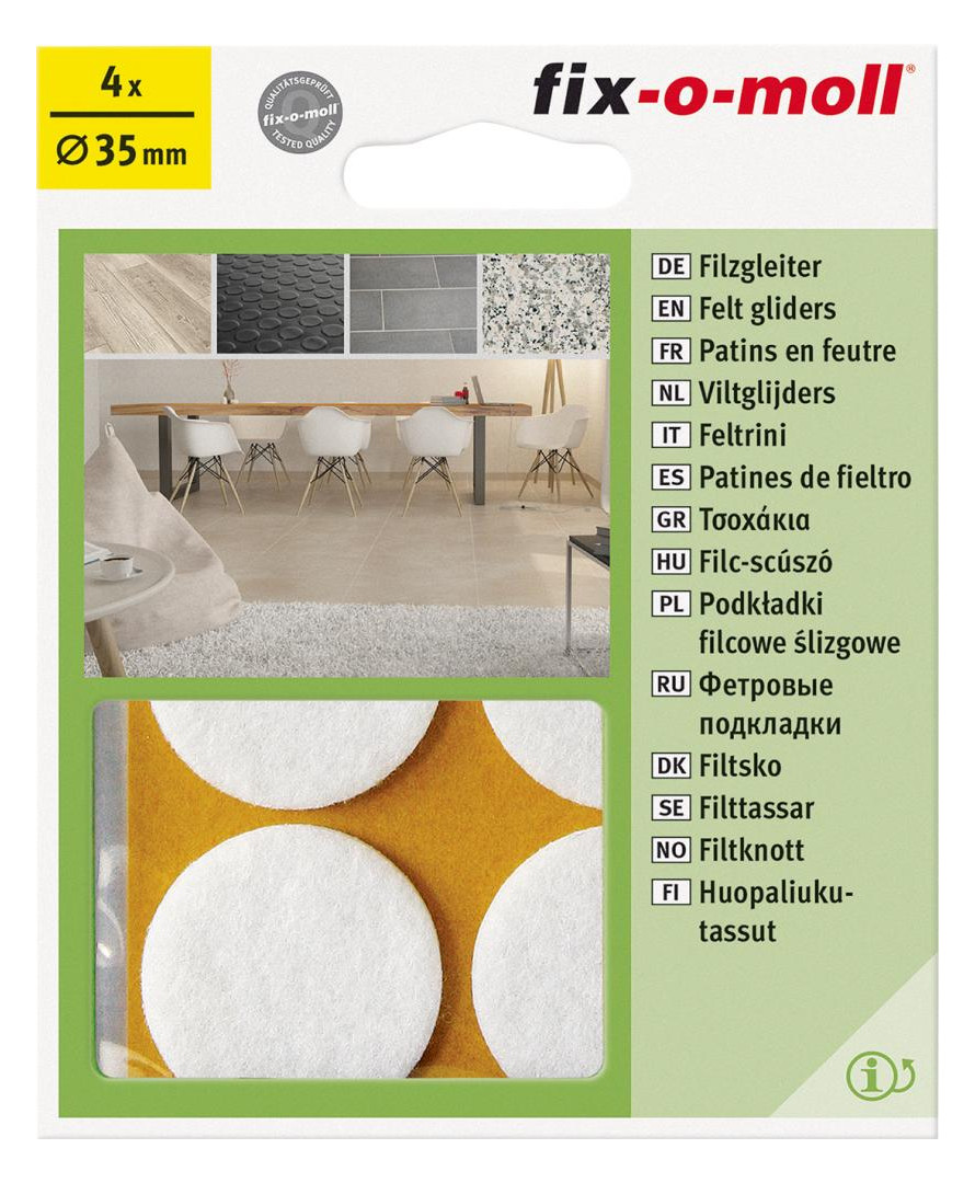 Bild Filzgleiter Ø 35 mm, selbstklebend, weiß Inhalt: 4 - suki-1
