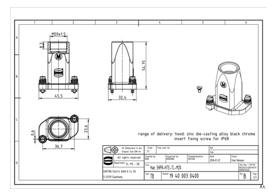 HART Tüllengehäuse M20       19400030400 