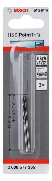 Metallbohrer Ø2mm zyl.Steckachse Edst f.Edelstahl f.Stahl