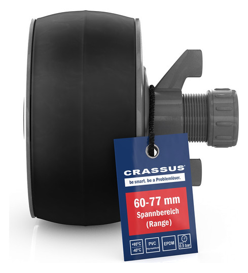 Crassus Schnellverschlussstopfen CSV 70, 60-77 mm, Länge 100 mm, EPDM/PVC