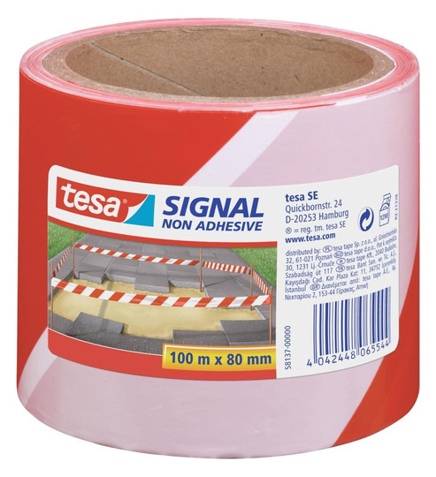 tesa-Absperrband, rot/weiß - 100mx80mm