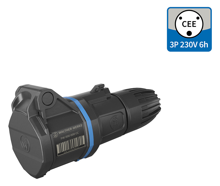 CEE-Kupplung 3p 16A IP54 IP54 230V/bl 6h schraubl.Kl ger Kst Verschraubung